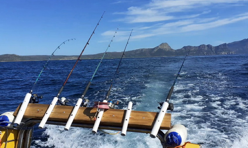 Group of friends enjoying a reef fishing excursion near Table Mountain