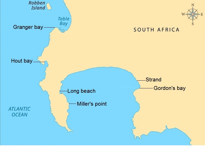 Fishing boat launch site in Cape Town with Table Mountain in the distance